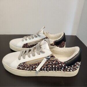 Steve Madden Women’s Sz8.5 Parka Studded Zippered Leopard Sneakers